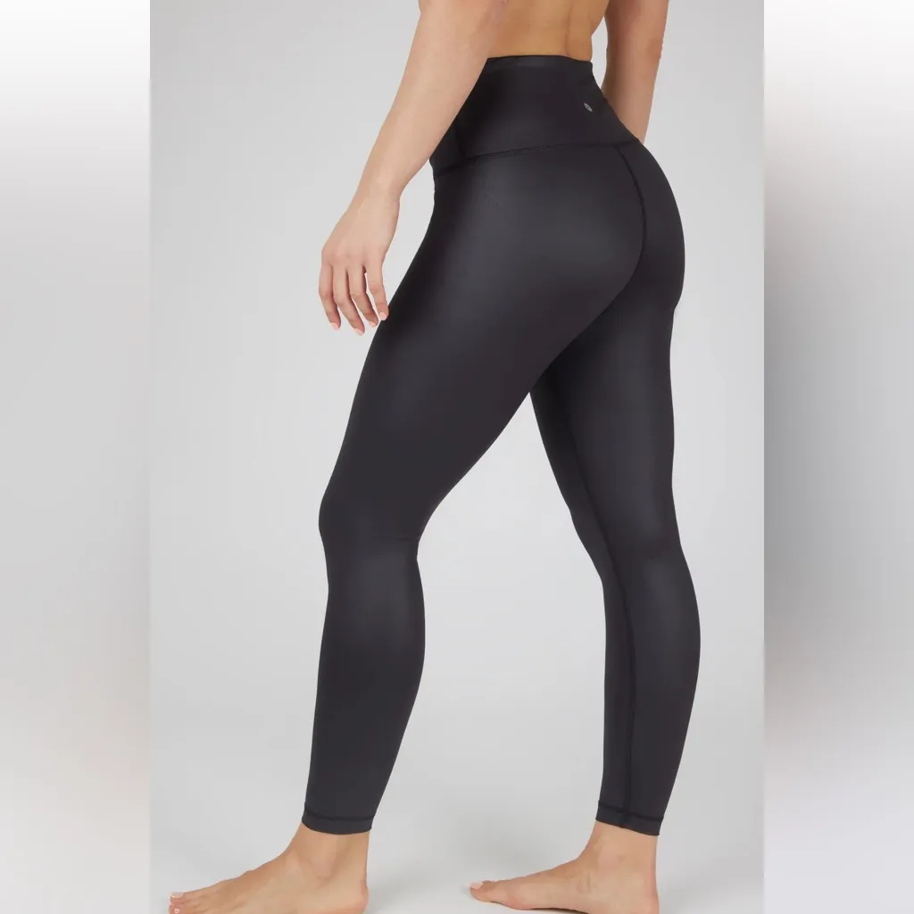 90 Degree by Reflex Women’s Faux Leather High Waist Cire Ankle Leggings Size M Black Size M - Image 3