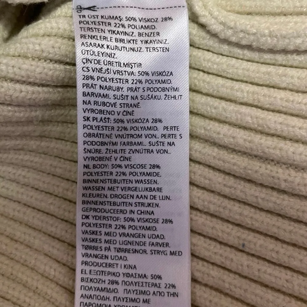 NA-KD Women's Yellow Ribbed Knit Collared Balloon Long Sleeve Sweater Top Size S - Image 4