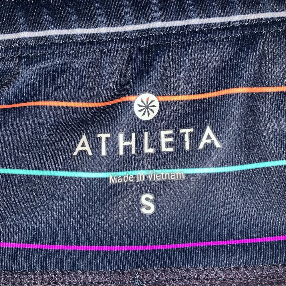 Athleta Multi-stripe Navy Rainbow Sonar Cropped Leggings Tights size Small - Image 9