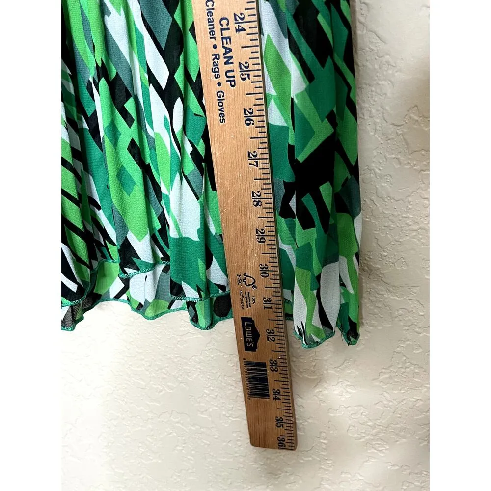 Catherines womens size 1X top green/black pleats boatneck office attire, church Green - Image 7