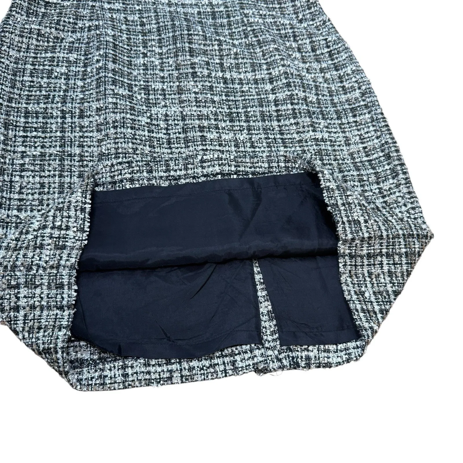 Black Saks Fifth Avenue Womens Dress Vegan Leather Black White Beige Tweed Sz 10 - Image 10