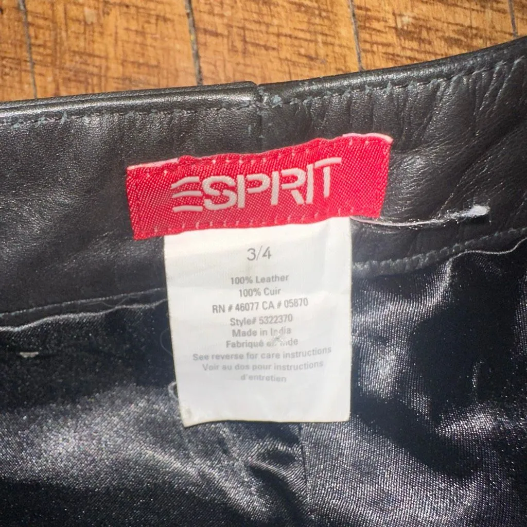 Esprit biker moto 100% leather vintage straight leg pants - Image 2