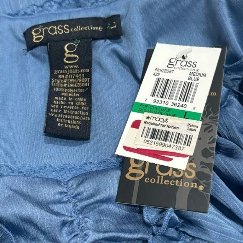 NEW Grass Collection Blue Renaissance Milk Maid Ethereal Fairy Flowy Blouse L - Image 7