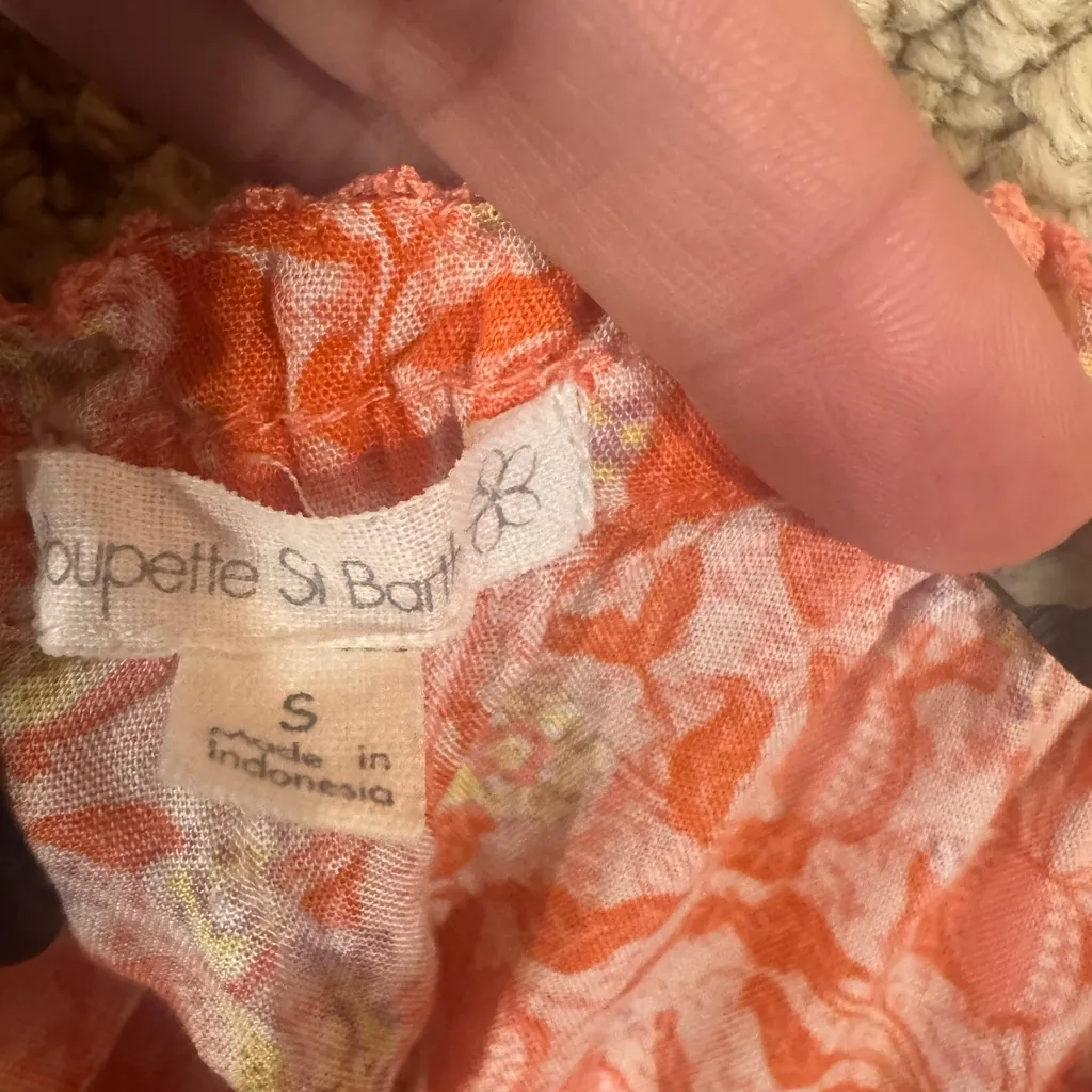 Poupette St. Barth Orange Floral Off-Shoulder Romper - Image 6