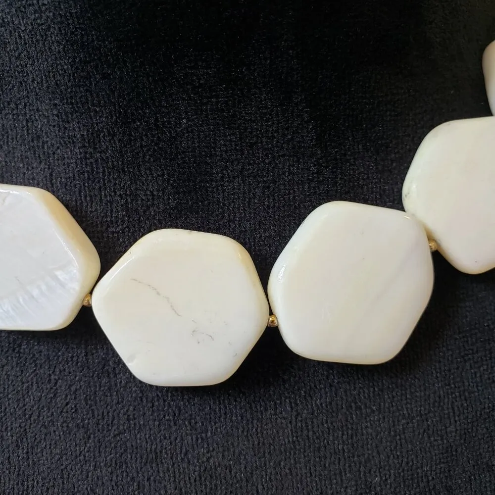 Womens Fashion White Faux Pearl Beaded Necklace Jewelry with Hook & Eye - Image 3