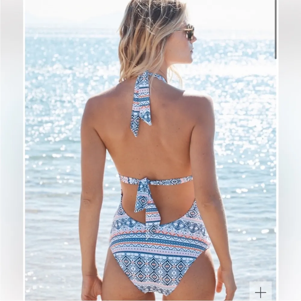 EUC OndadeMar Nogal One Piece Swimsuit Large Blue - Image 4