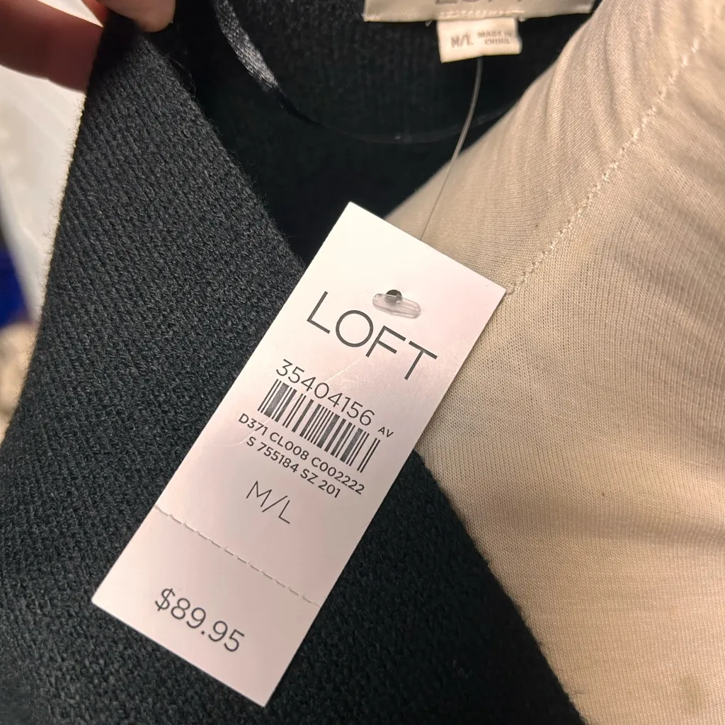 LOFT buckle front tie black poncho sweater M/L NEW - Image 6