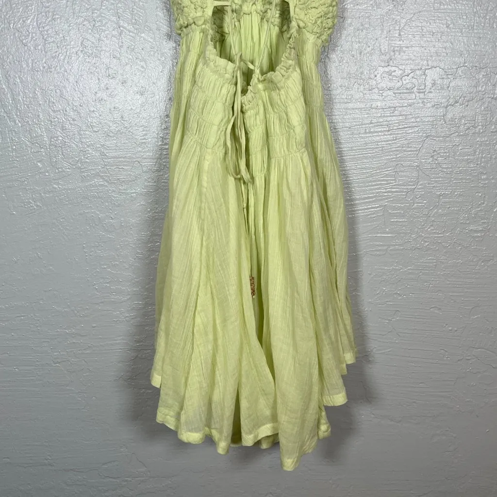 Free People Women S Lime Green Forever Favorite Mini Dress Tie Back Lined Plunge - Image 5