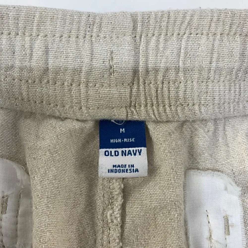 Old Navy Flax Linen Blend High Rise Pull On Shorts M - Image 3
