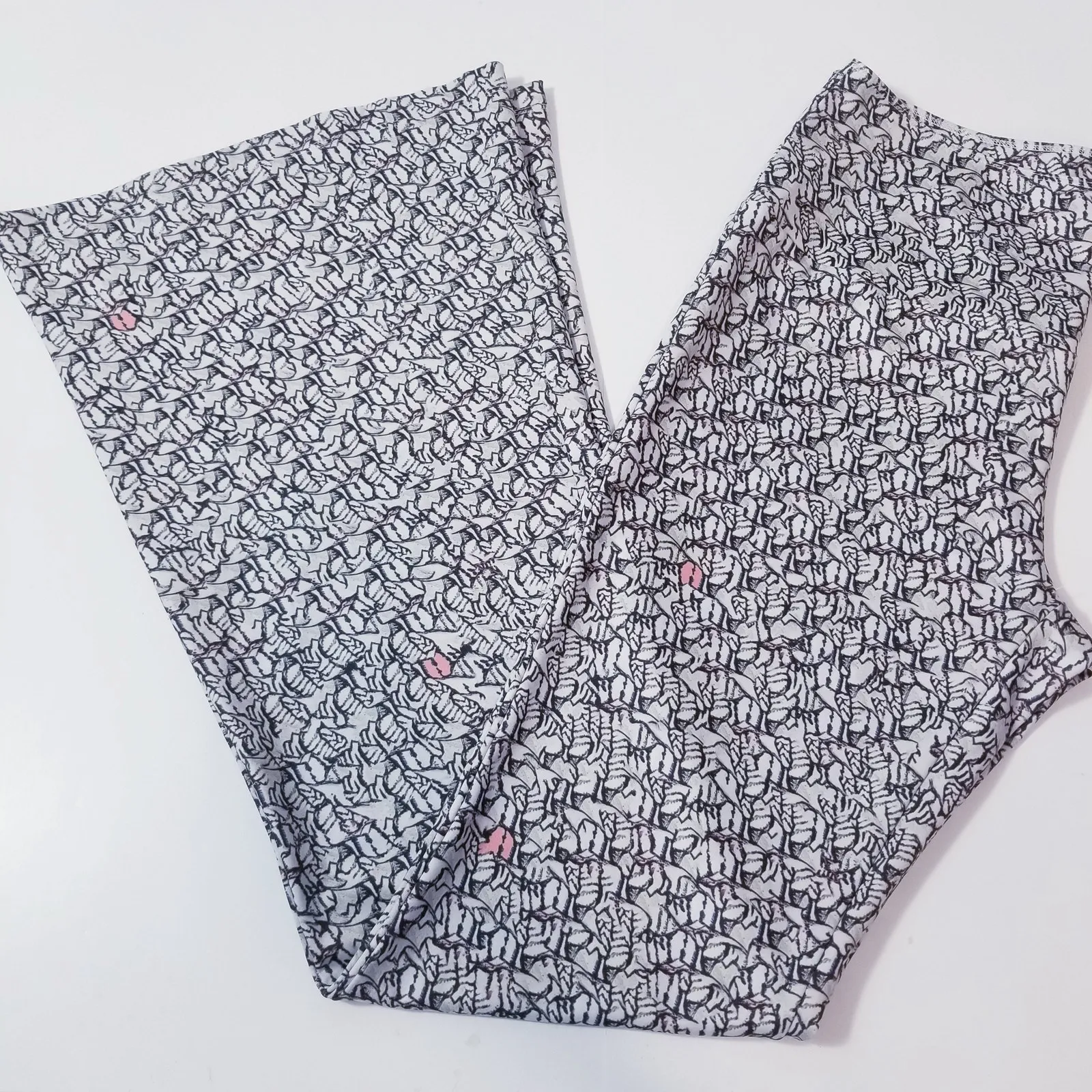ALA von Auersperg Artwork Printed Pants Wild Leg Gray Size M - Image 2