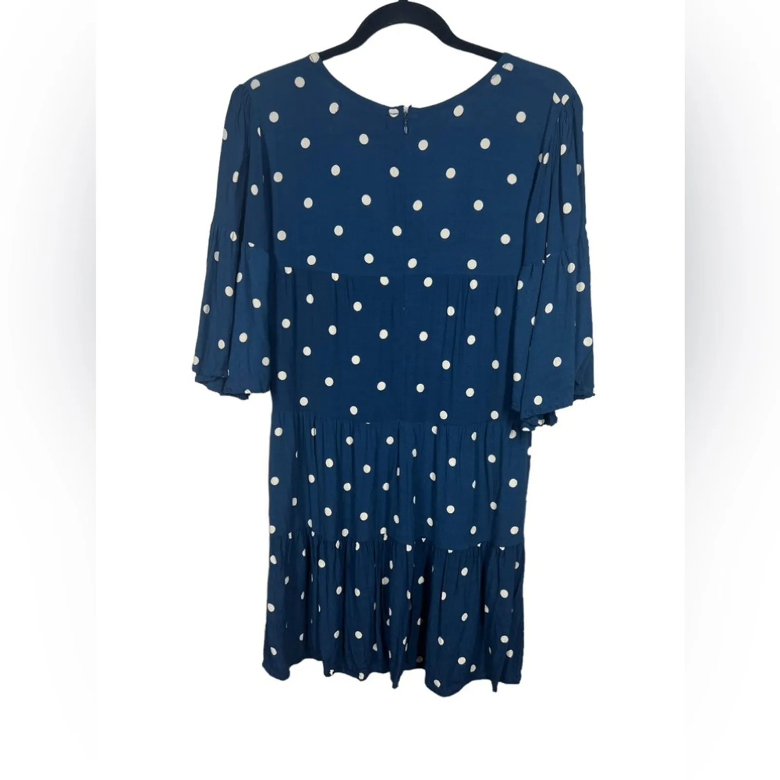 Faithfull The Brand Fresa Ronja Dot Vintage Blue Tiered Mini Dress Size Small - Image 5