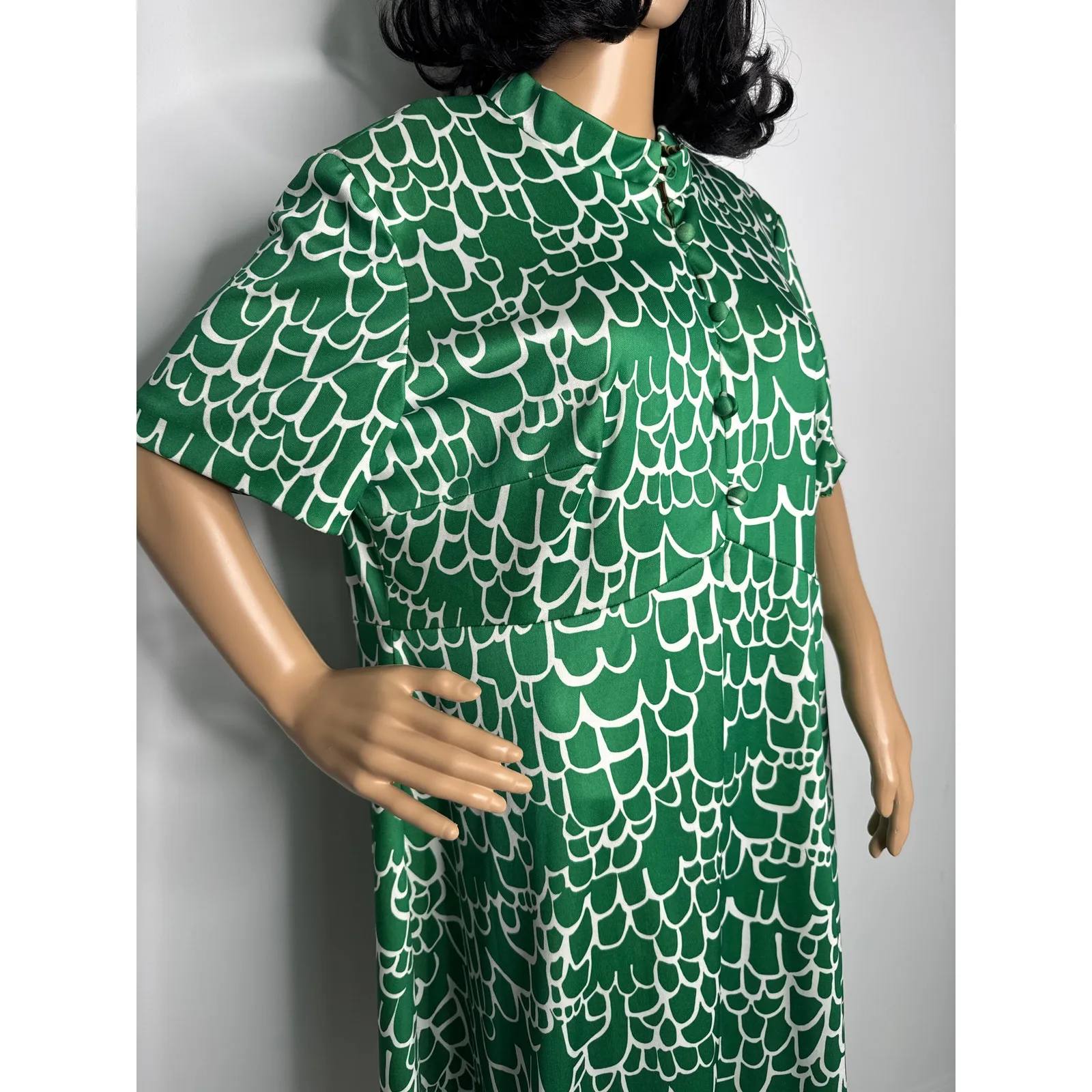 NWT Deadstock 60s Emilio Borghese x Lane Bryant Mod Dress Green White Print XL - Image 14