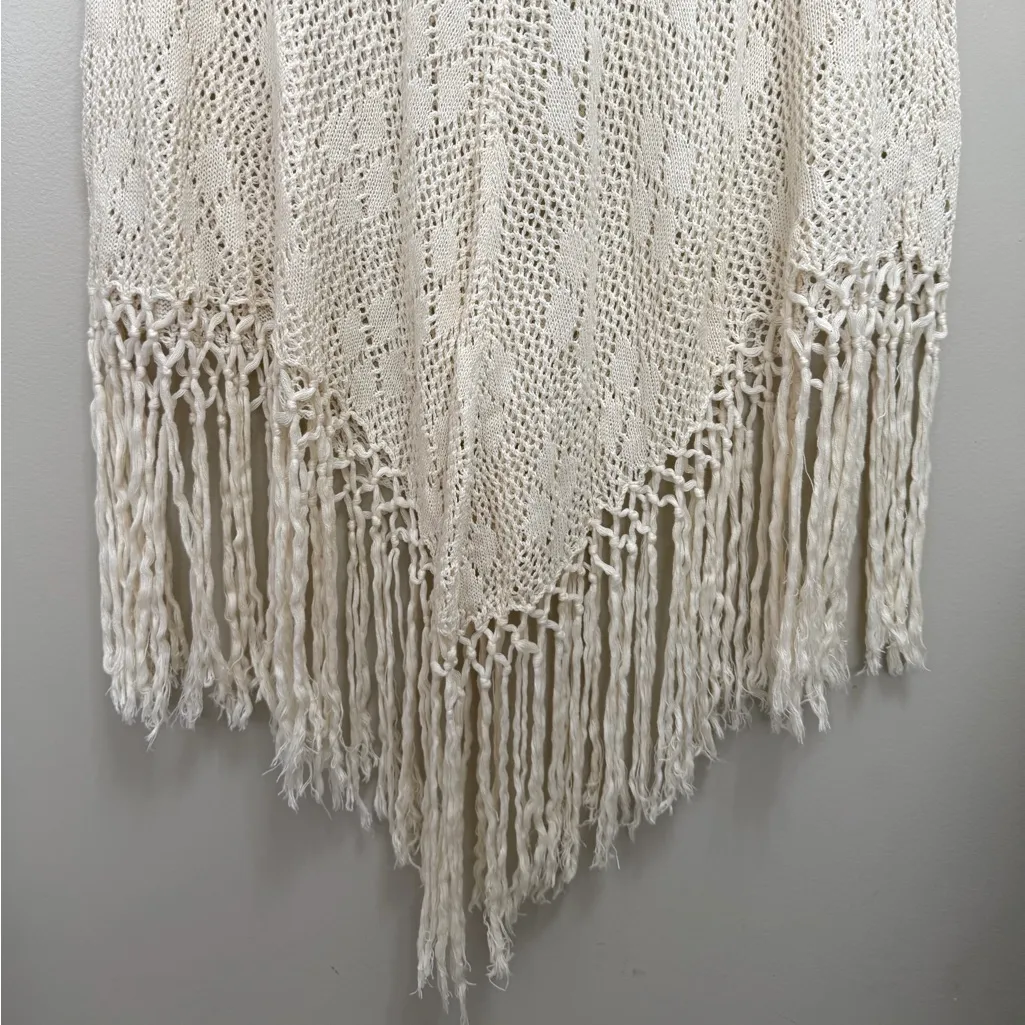SPELL Route 66 Crochet Cream Knit Poncho Tassel Fringe Boho Festival Size undefined - Image 6