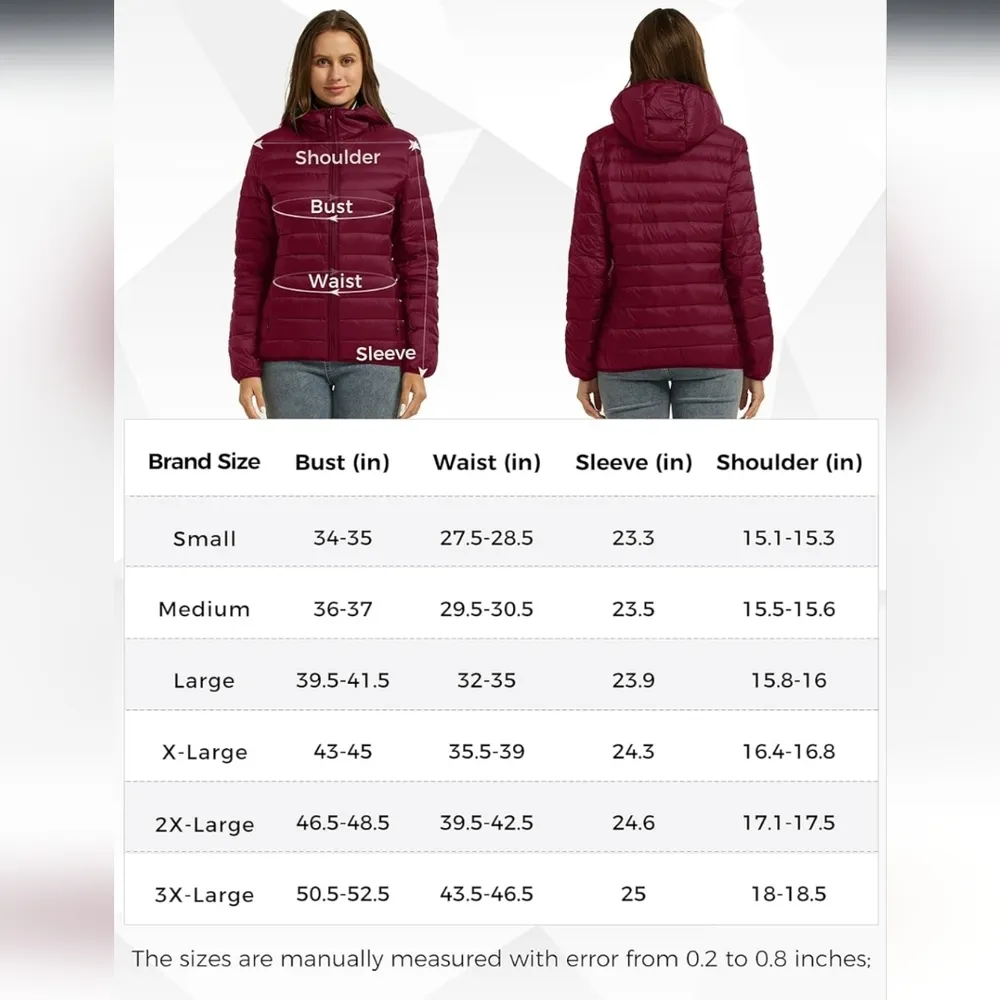 Wantdo Women's Hooded Packable Ultra Light Weight Short Down Jacket Wine Red XS - Image 7