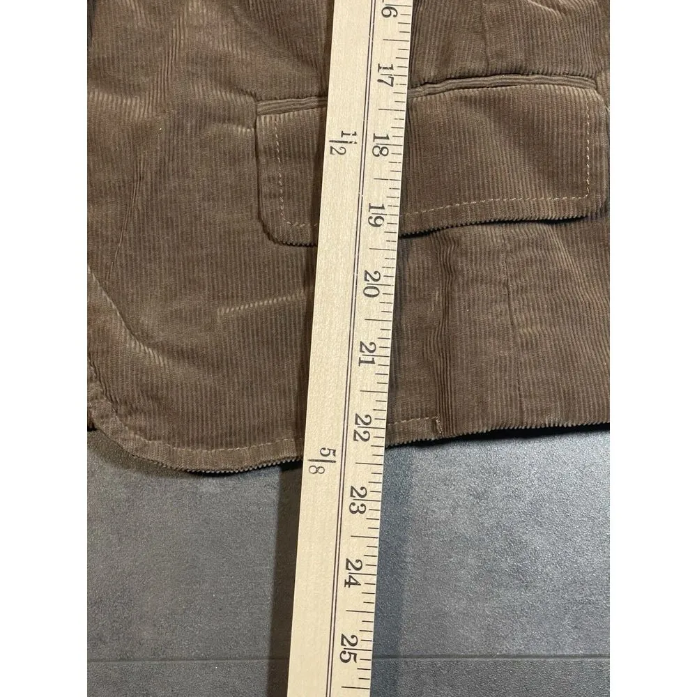 J Crew Sz 6 Brown Corduroy Blazer  Preppy Classic 1 Button‎ Pockets S-308 - Image 6