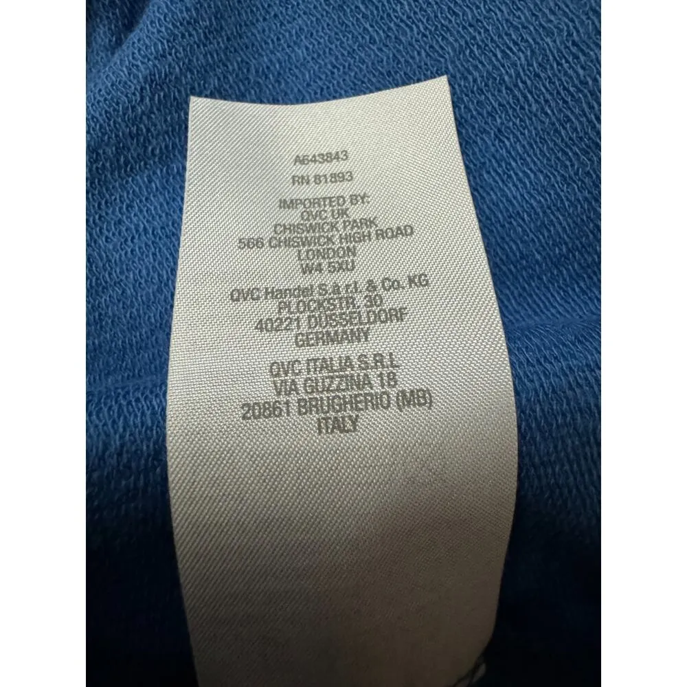 Denim & Co. Beach French Terry Roll Tab Sleeve Hooded Jacket Indigo Sea Medium - Image 12