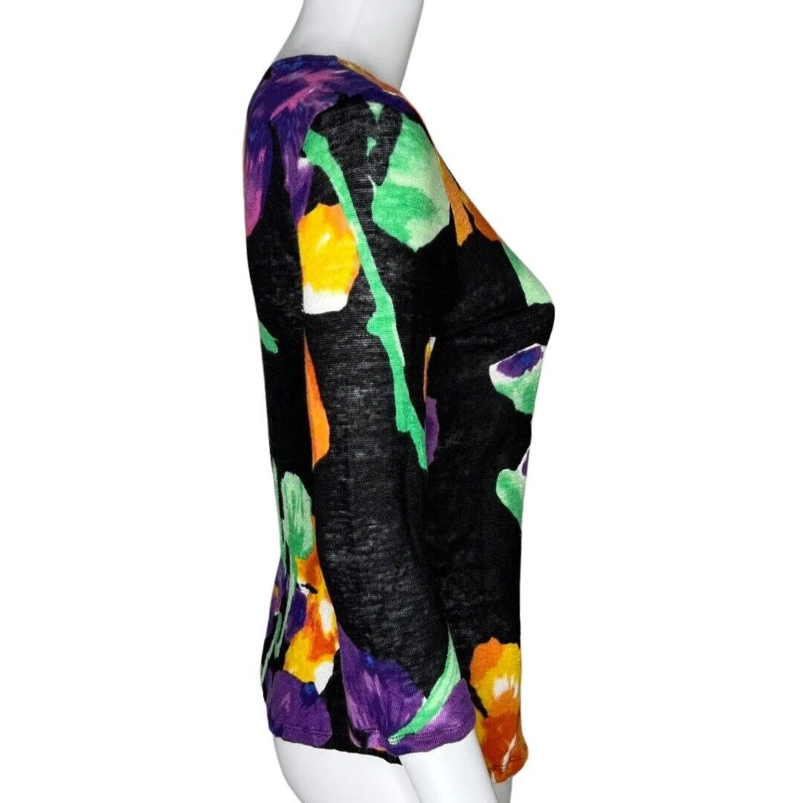 Lauren Ralph Lauren Sweater Womens‎ Medium Petite Black Bold Tropical Floral Size undefined - Image 2