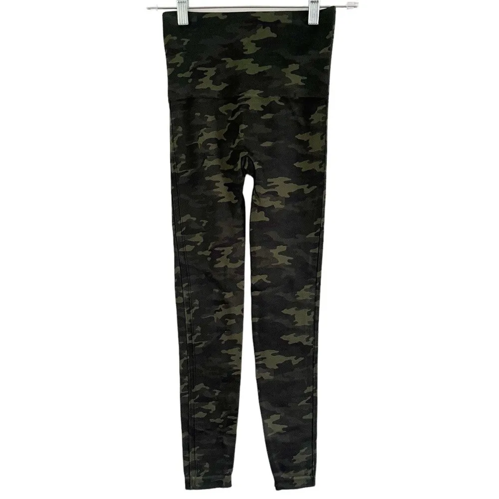 Spanx Green Camo Look At Me Now High Waisted Full Length Shaping Leggings Small - Image 4