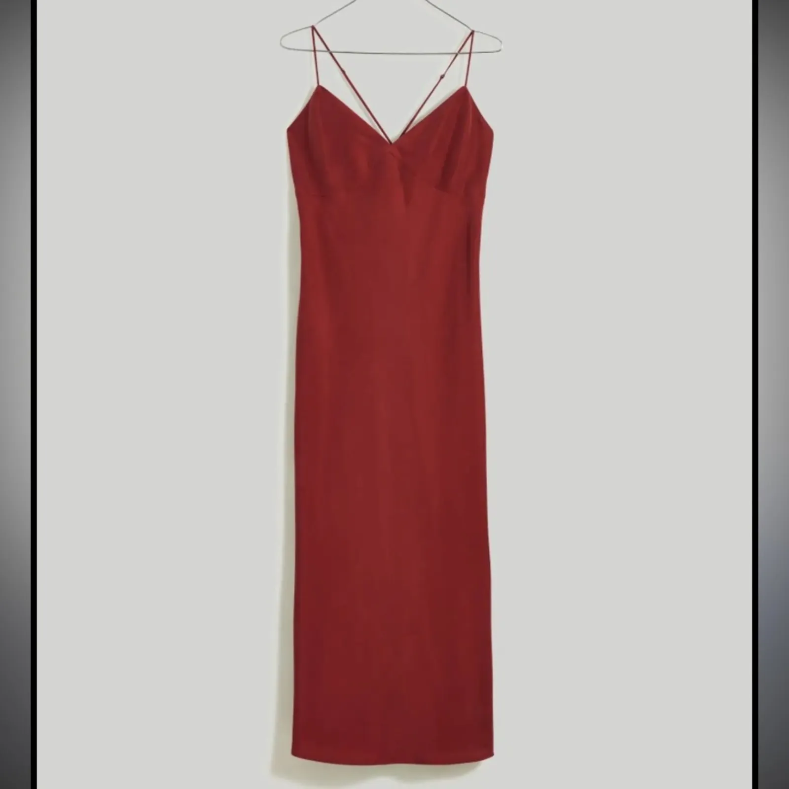 Madewell Layton Midi Slip Dress 100% Silk in Rust Red Color Size 14 - Image 3