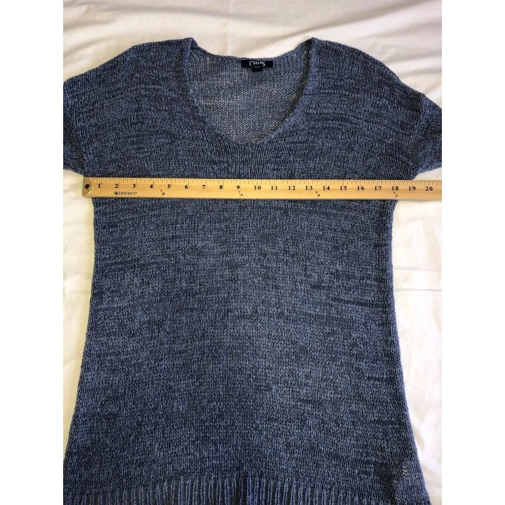 Ralph Lauren Chaps Womens Size M Sweater Loose Knit Lightweight 3/4 Sleeves Blue - Image 8