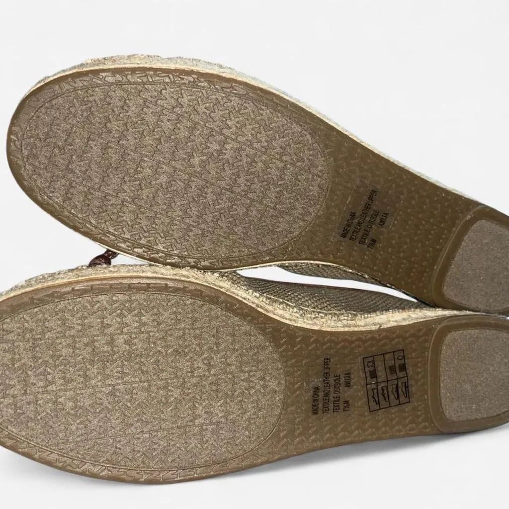 Michael Kors Gold Canvas Jute and Leather Espadrille Flats NEW size 7.5 - Image 6