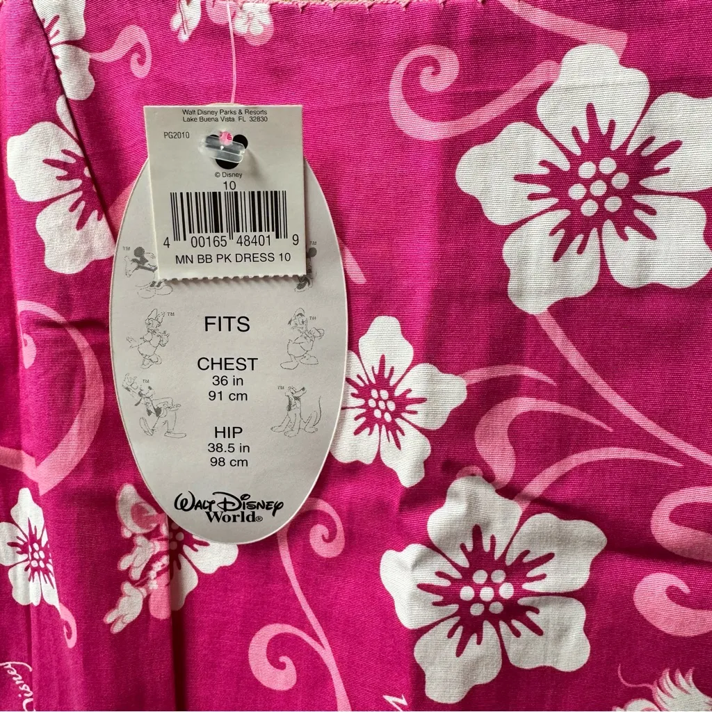 NEW WDW Walt Disney World Vintage Sleeveless Tropical Floral Mini Dress Pink 10 - Image 6