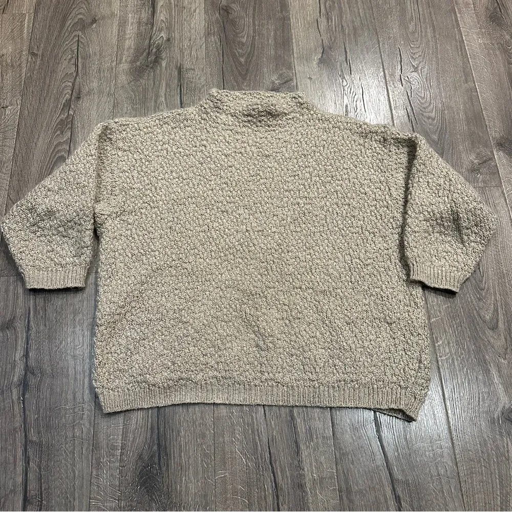 VINTAGE Alps Sweater Women's Sz Medium High Neck Chunky Knit Mohair Ski Aspen Tan - Image 9