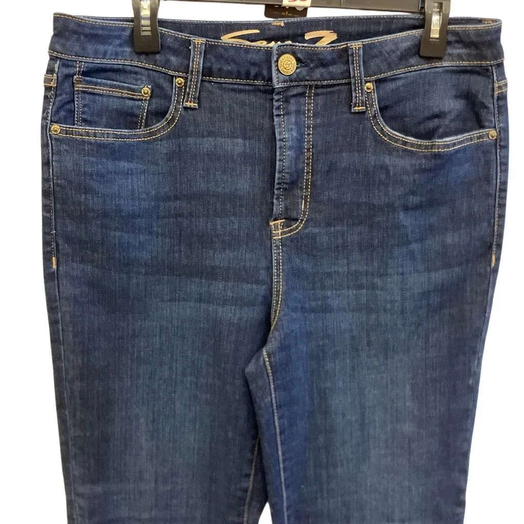 Seven7 high rise vintage straight dark wash non ripped jeans size 12 #740 - Image 5