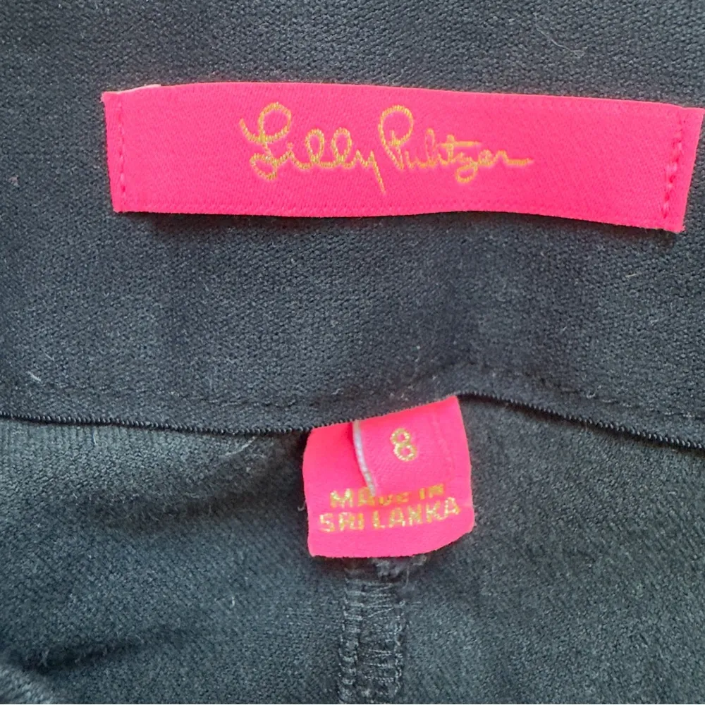 Lilly Pulitzer Cotton Blend Stretch Solid Black Ankle Cropped Tailored Pants EUC - Image 6