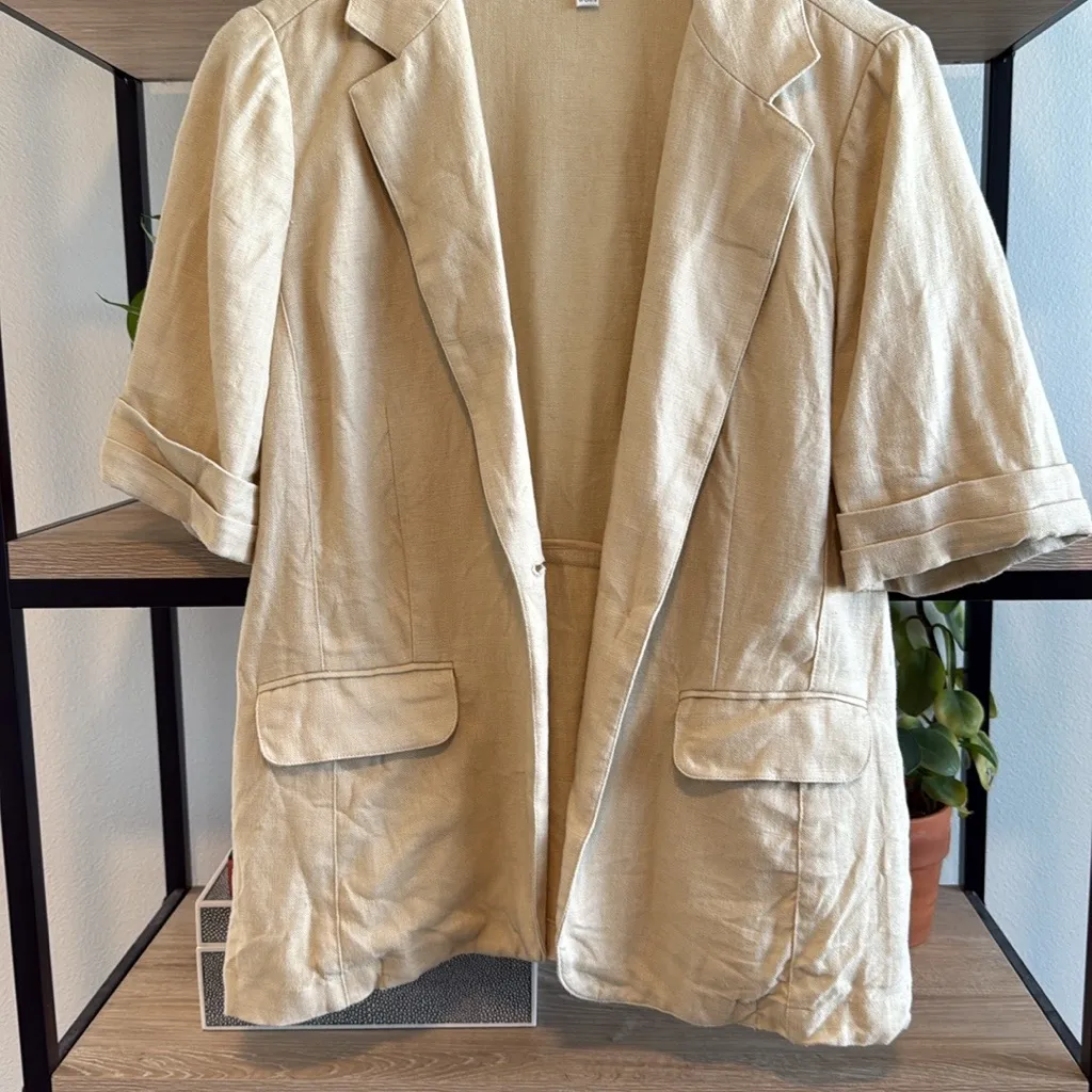 Cabi 100% Linen Safari So Good Long Line Loose Suiting Blazer, L - Image 6