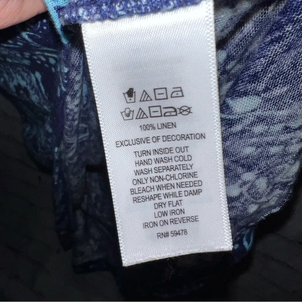 Artisan NY‎ Linen Floral Sleeveless Blue Top Size Large - Image 3