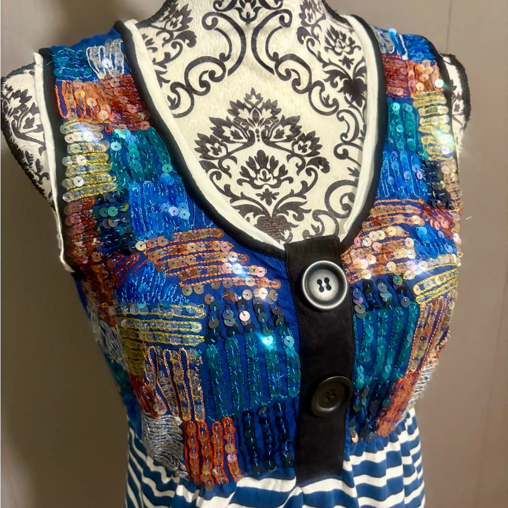 ALBERTO MAKALI Sequin Embellished Stripe Tank Top - Image 2