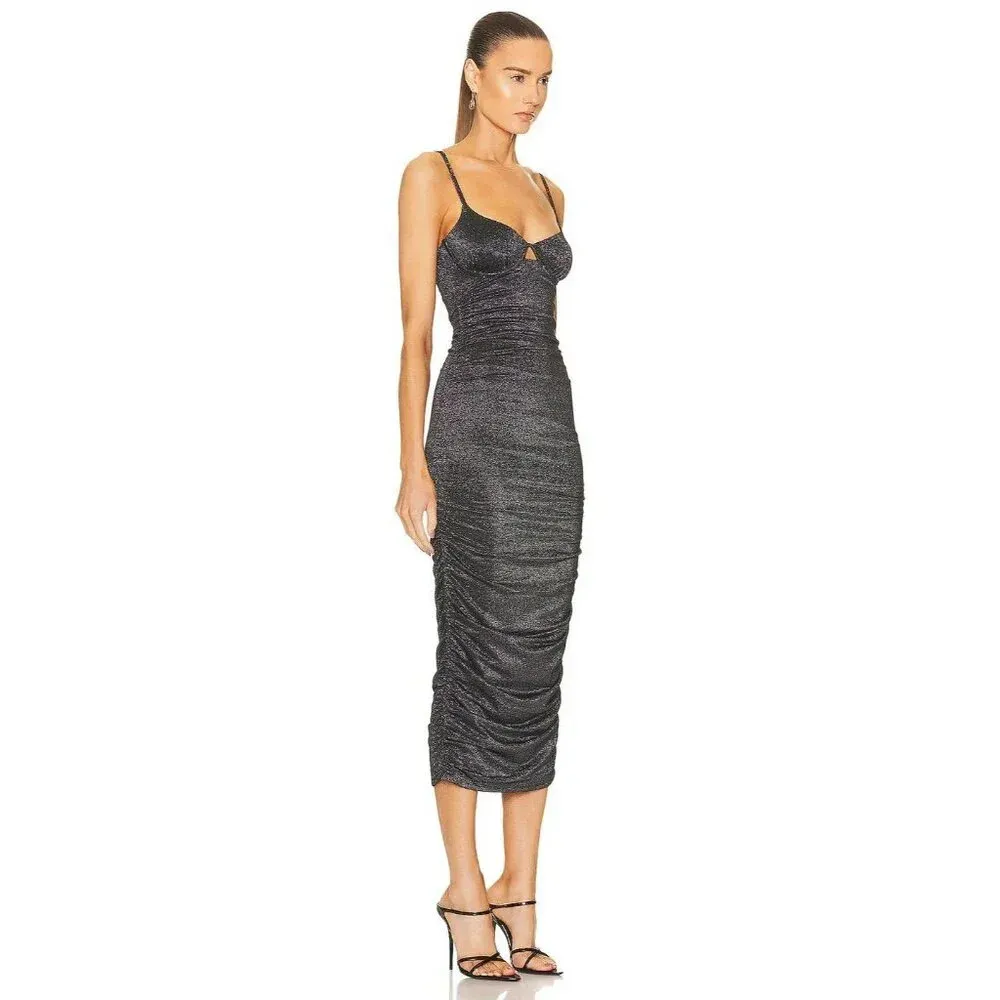 JONATHAN SIMKHAI STANDARD Cristina Midi Dress in Black XSmall New Womens Bodycon Size XS - Image 3