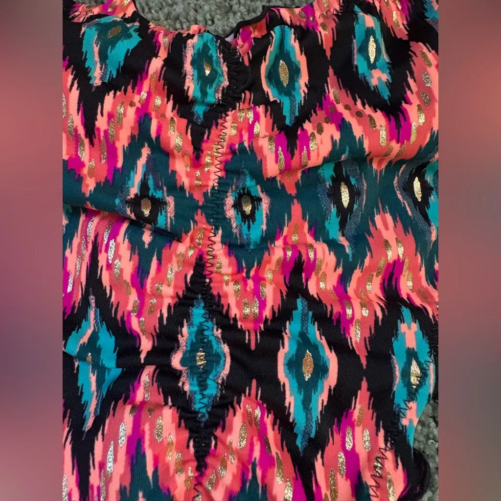 Shade And Shore Ruffle Cheeky Bikini Bottom Peach Passion Multicolor Size M NWT - Image 9