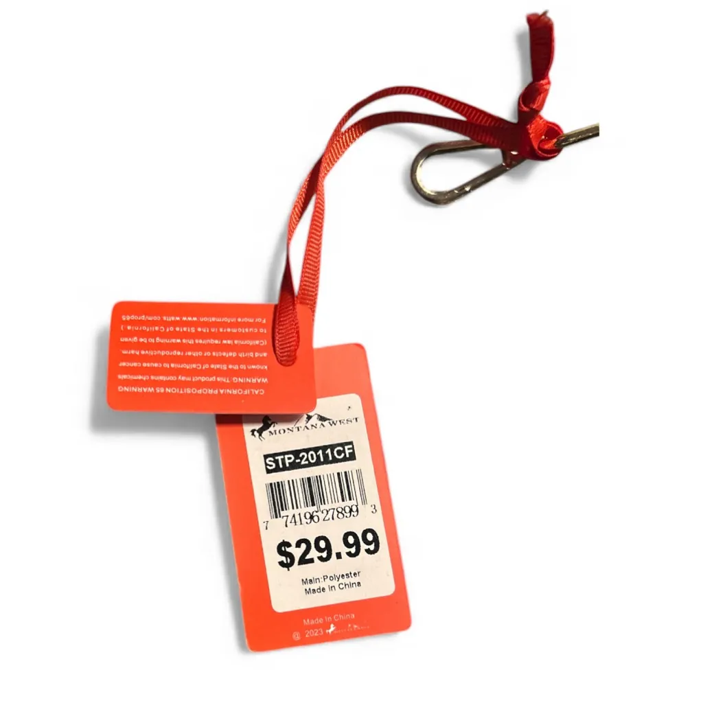 Montana West Adjustable Crossbody Strap – Red & Brown Stripe with Gold Hardware - Image 4