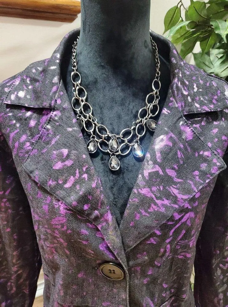 Gold Flava Purple/Black Cotton Long Sleeve Single Breasted Fitted Blazer Size 16 - Image 2