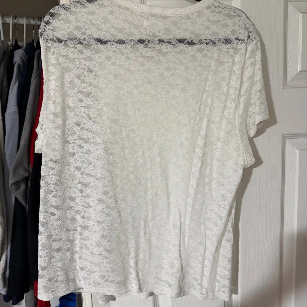 Aerie  White Lace Short Sleeve Tee - Image 2