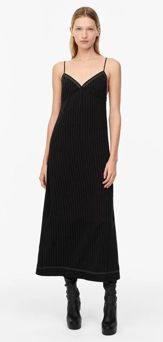 Black Striped Limited Edition Slip Midi Dress - Image 2