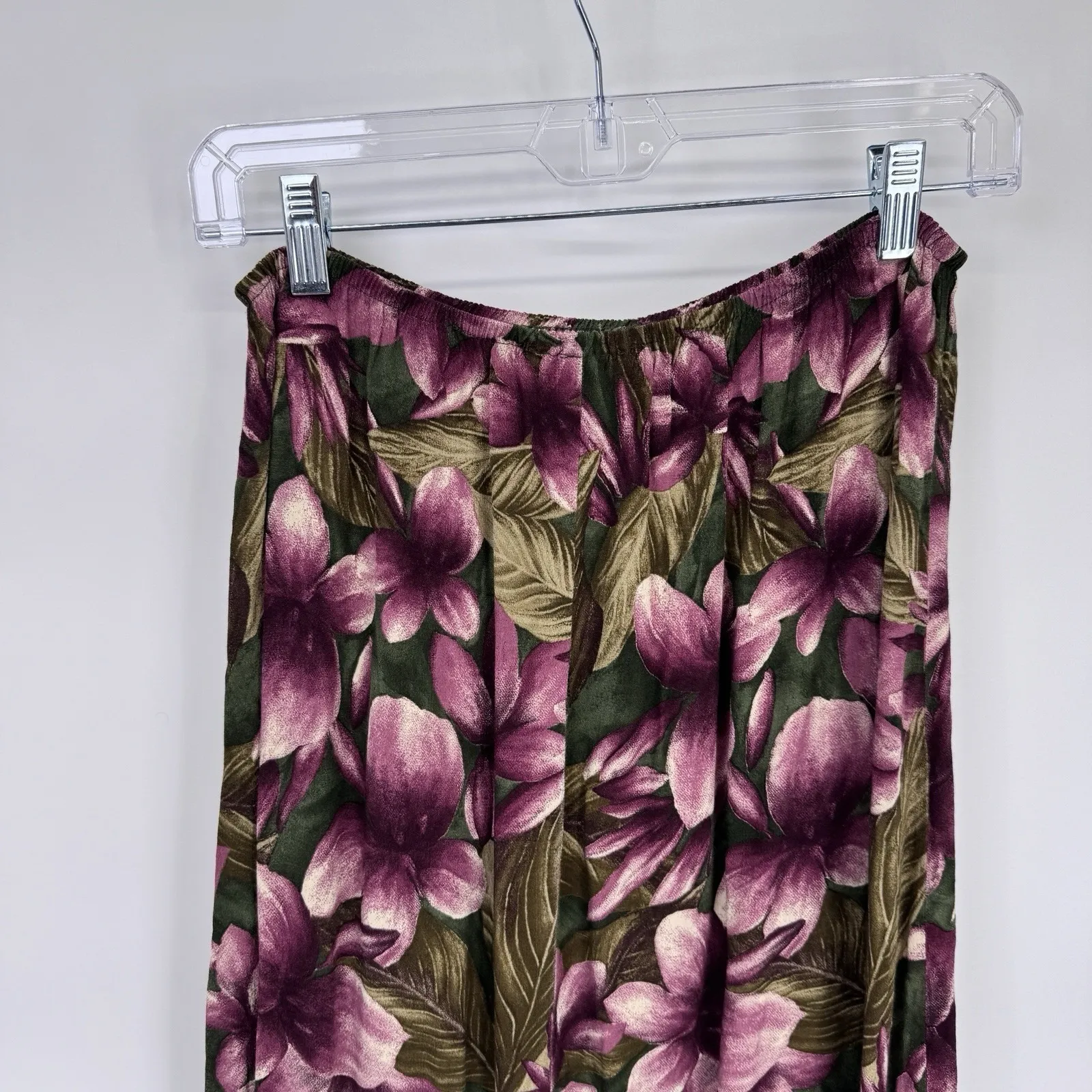 Vintage Teddi Drawstring Skirt Medium Green Purple Tropical Island Resortwear - Image 5