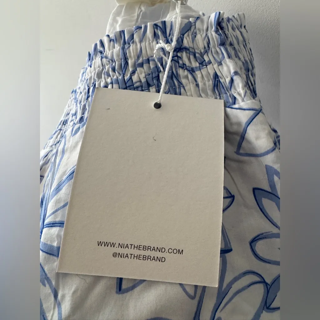 NEW!! NIA The Label Blue and White Floral Wide Leg Stretch Pants - Image 5