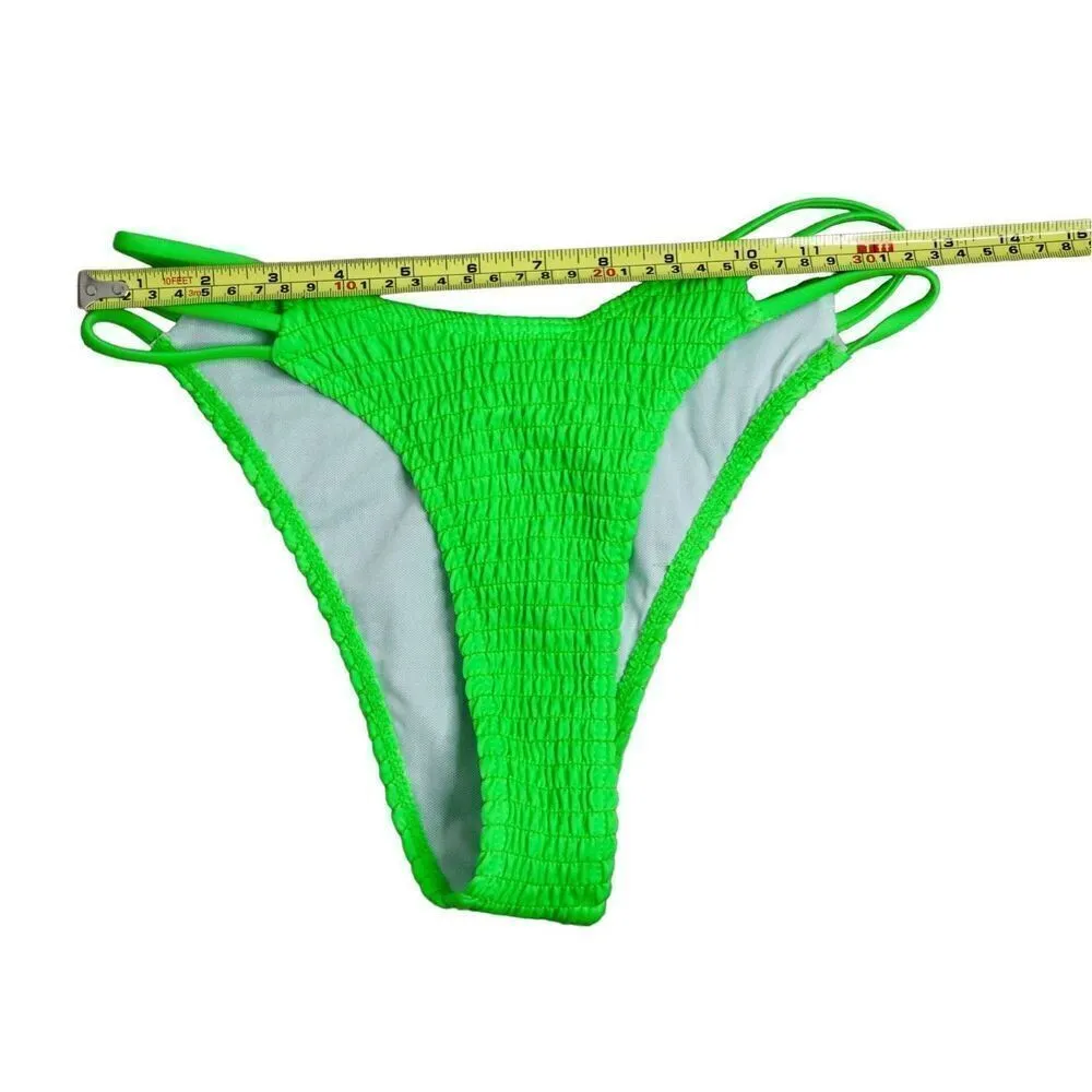 Shein Green Textured High Waisted Cheeky Bikini Swim Bottom XS Swimwear Beach‎ - Image 6
