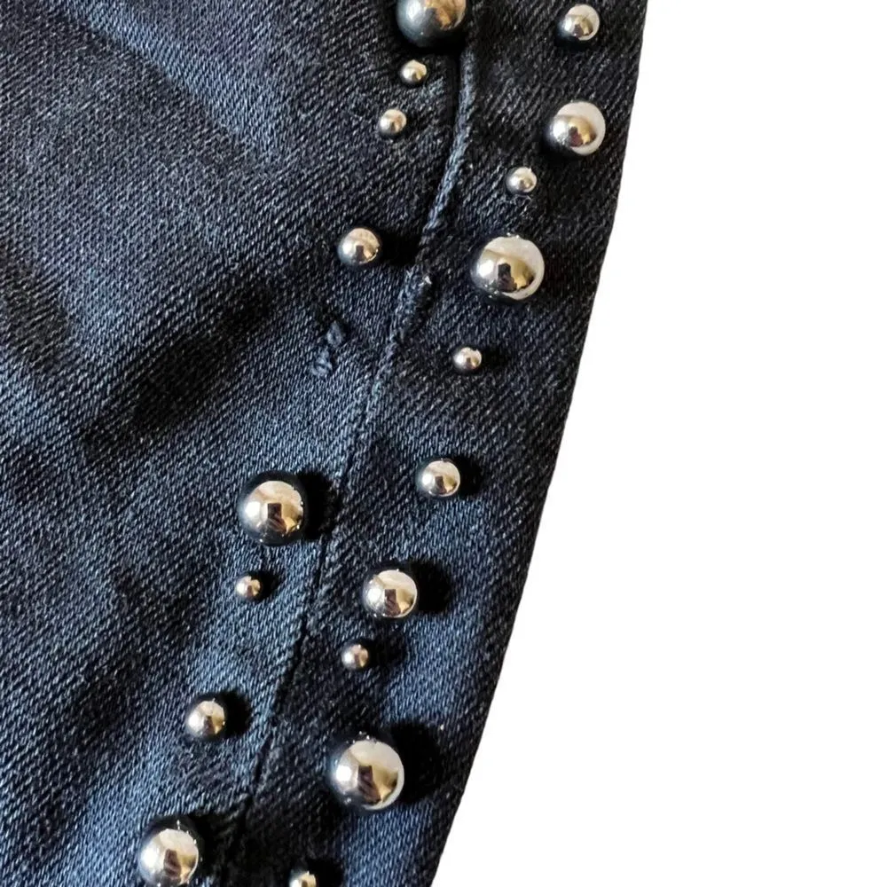 Driftwood Stef Faux Pearl-Embellished Black Denim Skirt - Image 6