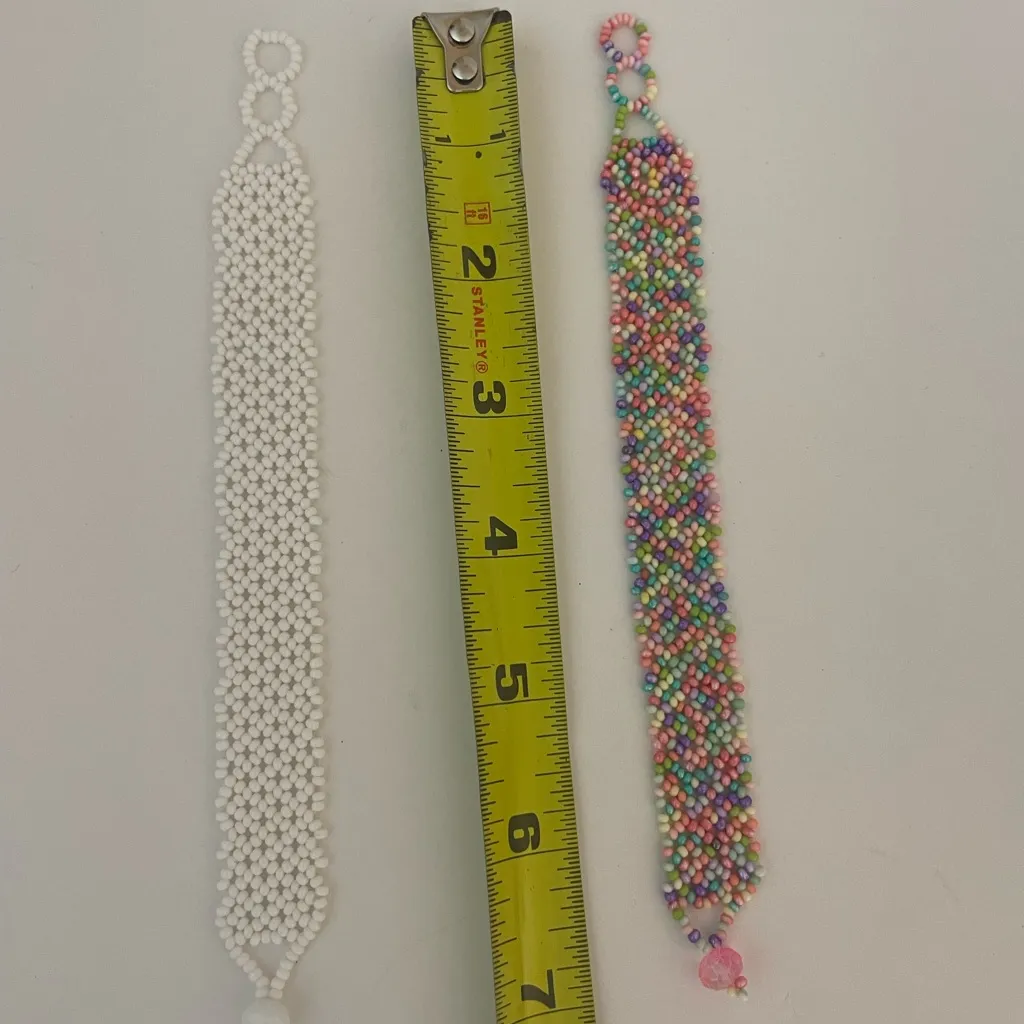 Colorful Beaded Bracelets Set, bundle of 2 bracelet White - Image 2