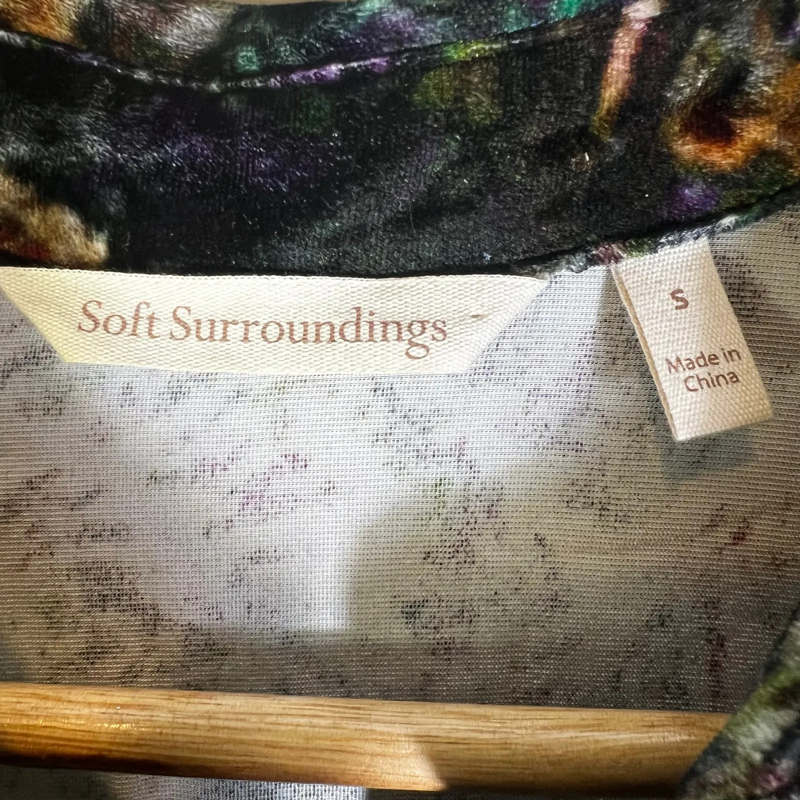 Soft Surroundings Icon Silk Velvet Poets Tunic Womens S Multicolor Floral Hippie - Image 6