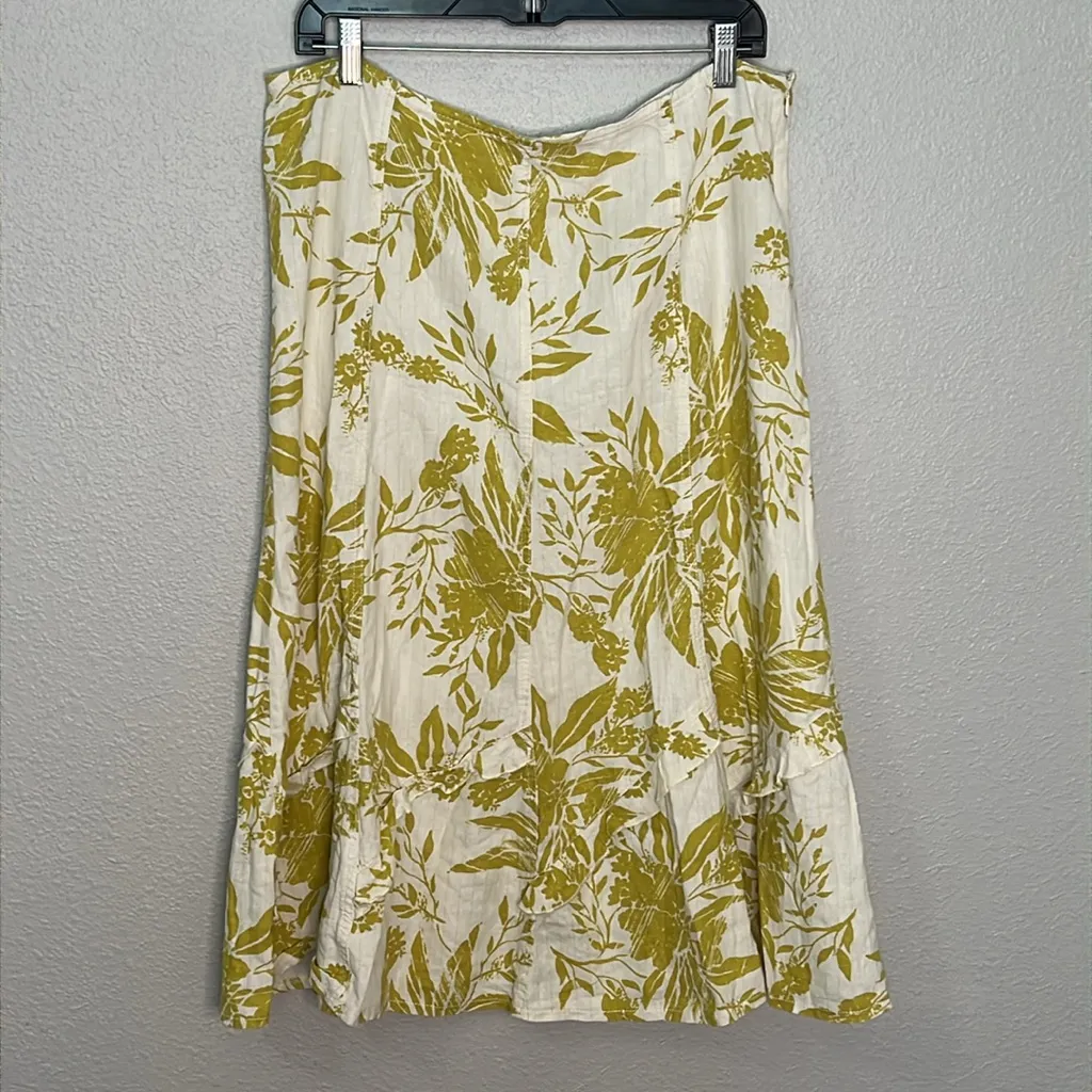 Marks & Spencer Floral Linen Midi Skirt Size UK 16 = 12 Yellow - Image 7