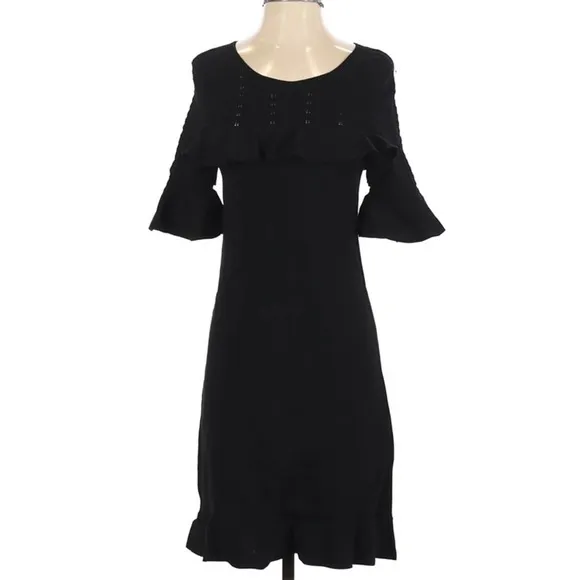 Ann Taylor Sweater dress with ruffle top, flare sleeves and flounce hem sz small - Image 3