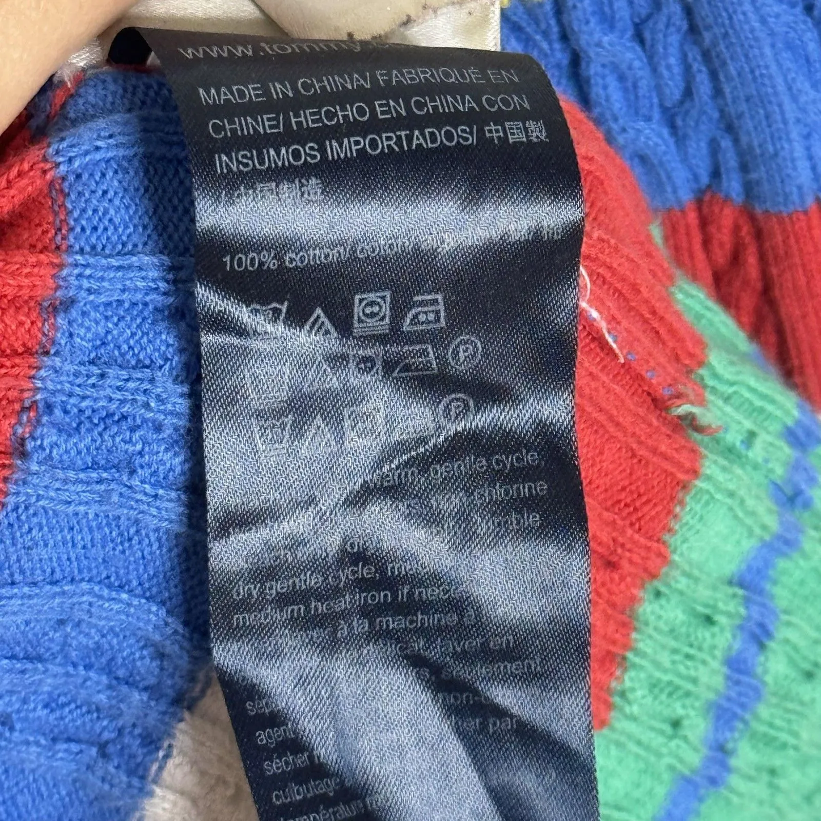 Tommy Hilfiger  Sweater Womens Large Multicolor Striped Cable Knit Pullover Crew - Image 6