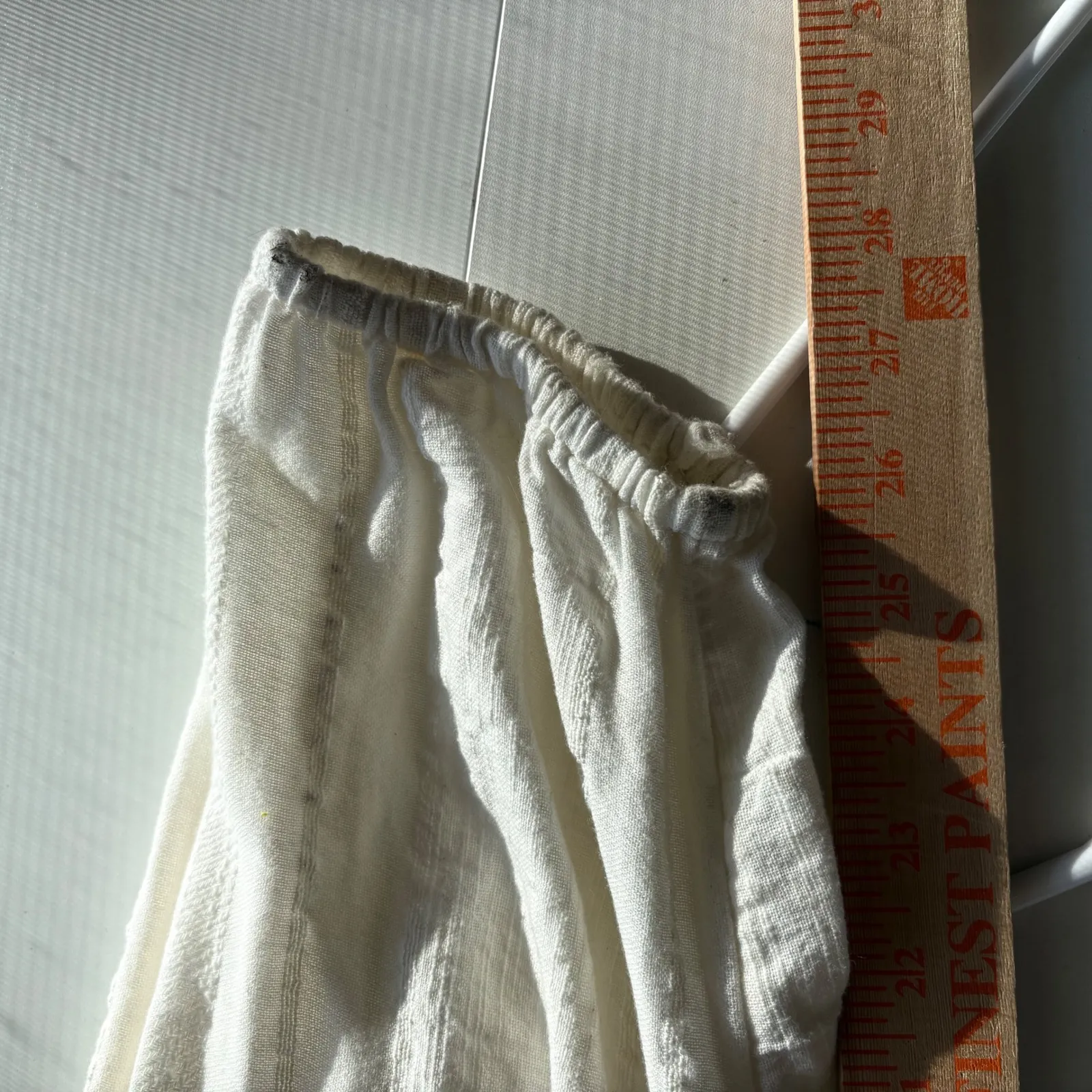 Free People White Textured Gauze Wide Leg Jumpsuit Boho Festival XS - Image 9