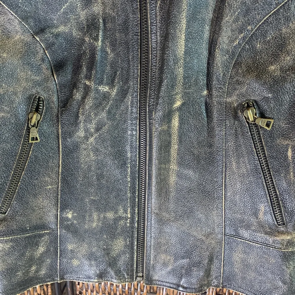 Vintage Winlit Distressed Leather Motorcycle Jacket Brown Size M - Image 3