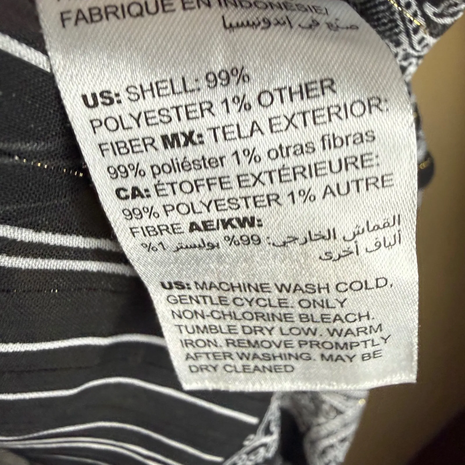 Chicos Womens 12‎ Black & White Paisley Striped Sheer Blouse Top Office Career - Image 5